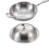 NNEAGS 2X 18/10 Stainless Steel Fry Pan 34cm Frying Pan Top Grade Skillet with Helper Handle and Lid