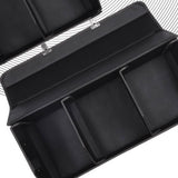 NNEAGS Leather Car Boot Collapsible Foldable Trunk Cargo Organizer Portable Storage Box Black/White Stitch with Lock Large
