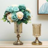 NNEAGS 28.5cm Transparent Glass Flower Vase Filler with Blue Flower Set