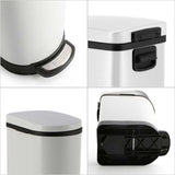 NNEAGS 2X 10L Foot Pedal Stainless Steel Rubbish Recycling Garbage Waste Trash Bin U White