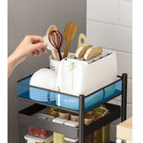 NNEAGS 4 Tier Steel Square Rotating Kitchen Cart Multi-Functional Shelves Portable Storage Organizer with Wheels