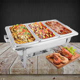 NNEAGS 4X 3L Triple Tray Stainless Steel Chafing Food Warmer Catering Dish
