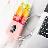 NNEAGS 2X Portable Mini USB Rechargeable Handheld Juice Extractor Fruit Mixer Juicer Pink
