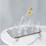 NNEAGS 40.5cm Gold Flat-Lay Mirror Glass Metal Tray Vanity Makeup Perfume Jewelry Organiser with Handles