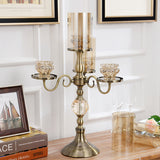 NNEAGS 58cm 4-Slots Glass Candlestick Candle Holder Stand Pillar Glass/Iron Metal
