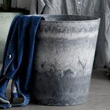 NNEAGS 37cm Weathered Grey Round Resin Plant Flower Pot in Cement Pattern Planter Cachepot for Indoor Home Office