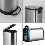 NNEAGS 4X Foot Pedal Stainless Steel Rubbish Recycling Garbage Waste Trash Bin 10L U