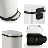 NNEAGS 4X 10L Foot Pedal Stainless Steel Rubbish Recycling Garbage Waste Trash Bin U White