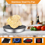 NNEAGS Stainless Steel Fry Pan 34cm Frying Pan Induction FryPan Non Stick Interior