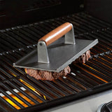 NNEAGS 2X Cast Iron Bacon Meat Steak Press Grill BBQ with Wood Handle Weight Plate
