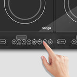 NNEAGS 2X Cooktop Portable Induction LED Electric Double Duo Hot Plate Burners Cooktop Stove