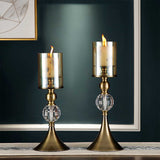 NNEAGS 2X 38cm Glass Candle Holder Candle Stand Glass/Metal