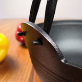NNEAGS 2X 25cm Cast Iron Japanese Style Sukiyaki Tetsu Nabe Shabu Hot Pot with Wooden Lid