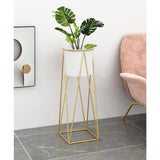 NNEAGS 4X 70cm Gold Metal Plant Stand with White Flower Pot Holder Corner Shelving Rack Indoor Display