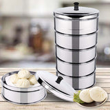 NNEAGS 2X 5 Tier Stainless Steel Steamers With Lid Work inside of Basket Pot Steamers 22cm