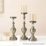 NNEAGS 37.4cm Glass Candlestick Candle Holder Stand Pillar Glass/Iron Metal