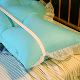 NNEAGS 150cm Light Blue Princess Bed Pillow Headboard Backrest Bedside Tatami Sofa Cushion with Ruffle Lace Home Decor