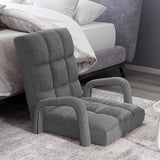 NNEAGS 2X Foldable Lounge Cushion Adjustable Floor Lazy Recliner Chair with Armrest Grey
