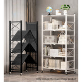 NNEAGS 2X 4 Tier Steel Black Foldable Display Stand Multi-Functional Shelves Portable Storage Organizer with Wheels