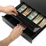 NNEAGS 4 Bills 8 Coins Cash Tray With Lockable Lid Heavy Duty Spare Cash Tray Black