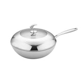 NNEAGS 2X 18/10 Stainless Steel Fry Pan 30cm Frying Pan Top Grade Cooking Non Stick Interior Skillet with Lid