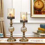 NNEAGS 2X 42cm Glass Candle Holder Candle Stand Glass/Metal