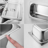 NNEAGS 6X GN Pan Full Size 1/3 GN Pan 15cm Deep Stainless Steel Tray With Lid