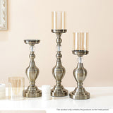 NNEAGS 43.3cm Glass Candlestick Candle Holder Stand Pillar Glass/Iron Metal
