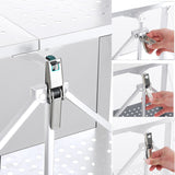 NNEAGS 5 Tier Steel White Foldable Kitchen Cart Multi-Functional Shelves Portable Storage Organizer with Wheels