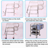 NNEAGS 2X 3 Tier Food Trolley Food Waste Cart Five Buckets Kitchen Food Utility 82x43x92cm Square