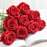 NNEAGS 5pcs Artificial Silk Flower Fake Rose Bouquet Table Decor Red