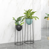 NNEAGS 2X 70cm Round Wire Metal Flower Pot Stand with Black Flowerpot Holder Rack Display