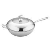 NNEAGS 18/10 Stainless Steel Fry Pan 32cm Frying Pan Top Grade Non Stick Interior Skillet with Helper Handle and Lid