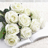 NNEAGS 10pcs Artificial Silk Flower Fake Rose Bouquet Table Decor White