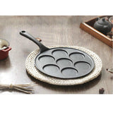 NNEAGS 2X 23cm Cast Iron Takoyaki Fry Pan Octopus Balls Maker 7 Hole Cavities Grill Mold
