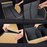 NNEAGS 4X Leather Car Boot Collapsible Foldable Trunk Cargo Organizer Portable Storage Box Beige/Gold Stitch Large