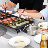 NNEAGS 2X 68cm Electric BBQ Grill Teppanyaki Plate Non-Stick Surface Hot Plate Kitchen 6-8 Person