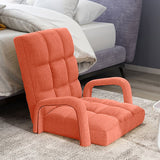 NNEAGS 2X Foldable Lounge Cushion Adjustable Floor Lazy Recliner Chair with Armrest Orange