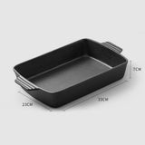 NNEAGS 33cm Cast Iron Rectangle Bread Cake Baking Dish Lasagna Roasting Pan