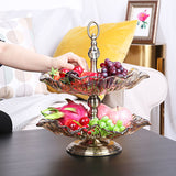 NNEAGS 2 Tier Bronze Lotus Vertex Crystal Glass Fruit Bowl Candy Holder Countertop Dessert Serving Basket Decor