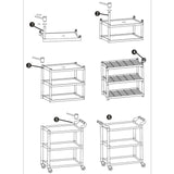 NNEAGS 2X 3 Tier Food Trolley Food Waste Cart Food Utility Mechanic Kitchen Large