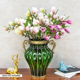 NNEAGS 6 Bunch Artificial Silk Magnolia denudata 4 Heads Flower Fake Bridal Bouquet Table Decor Purple