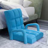 NNEAGS 4X Foldable Lounge Cushion Adjustable Floor Lazy Recliner Chair with Armrest Blue
