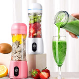 NNEAGS 2X 380ml Portable Mini USB Rechargeable Handheld Fruit Mixer Juicer White