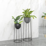NNEAGS 4X 50cm Round Wire Metal Flower Pot Stand with Black Flowerpot Holder Rack Display