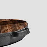 NNEAGS 2X 29cm Round Cast Iron Pre-seasoned Deep Baking Pizza Frying Pan Skillet with Wooden Lid