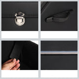 NNEAGS Leather Car Boot Collapsible Foldable Trunk Cargo Organizer Portable Storage Box With Lock Black Large
