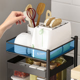 NNEAGS 2X 5 Tier Steel Square Rotating Kitchen Cart Multi-Functional Shelves Portable Storage Organizer with Wheels