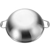 NNEAGS 2X 3-Ply 38cm Stainless Steel Double Handle Wok Frying Fry Pan Skillet with Lid