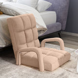 NNEAGS 2X Foldable Lounge Cushion Adjustable Floor Lazy Recliner Chair with Armrest Khaki